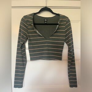 BDG Long sleeve striped crop top